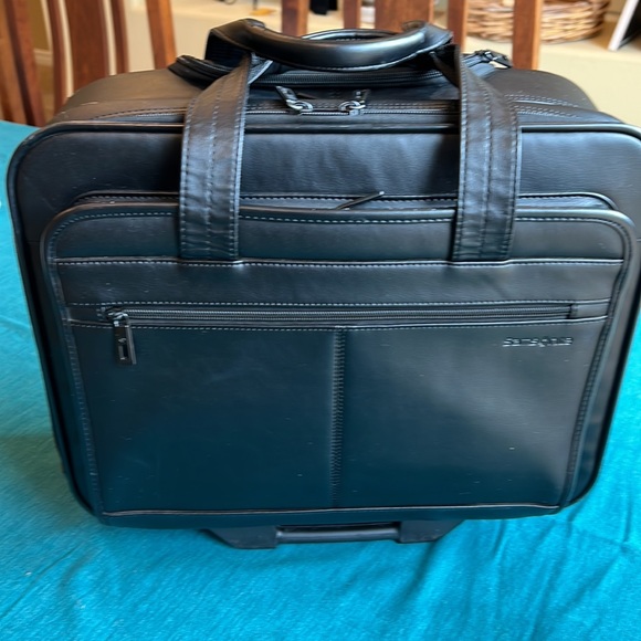 Samsonite Bags Samsonite Black Leather Rolling Briefcase Poshmark